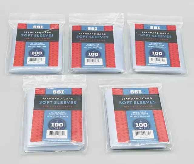 Superior Sports Investments SSI (5) Pack Standard Sports Card 500 ct Soft Sleeve