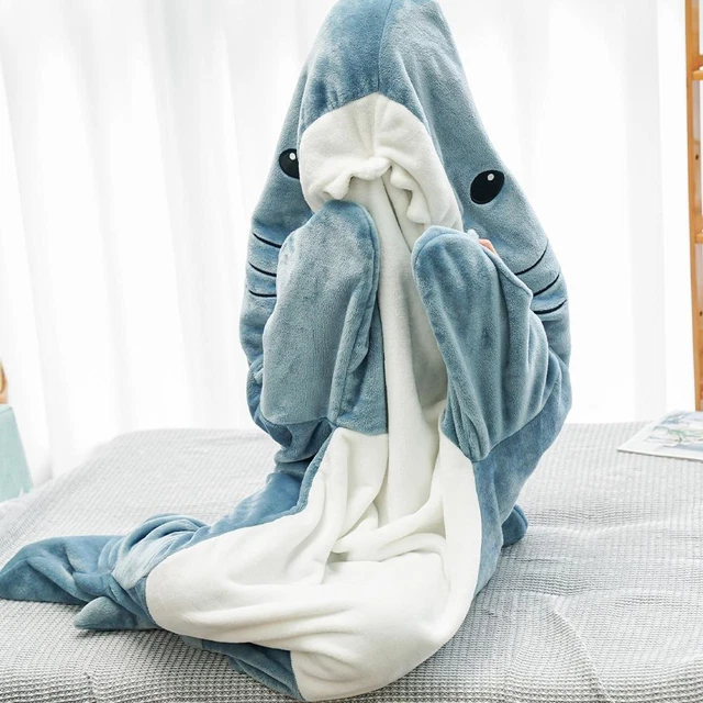 Saco de dormir tiburón dibujos animados pijama oficina siesta tiburón manta de tela GX I7Y4