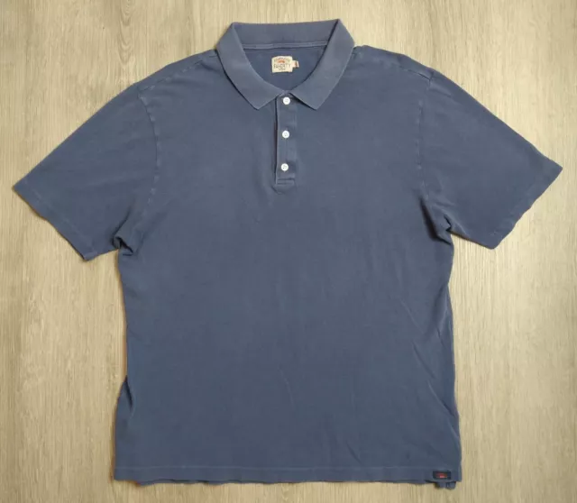 Faherty Polo Shirt Mens Large Blue Indigo Dyed Cotton Short Sleeve Outdoor