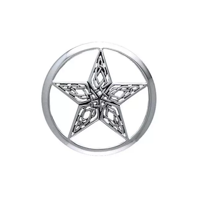 Celtic Knotwork Pentacle Star .925 Sterling Silver Pendant Peter Stone Jewelry