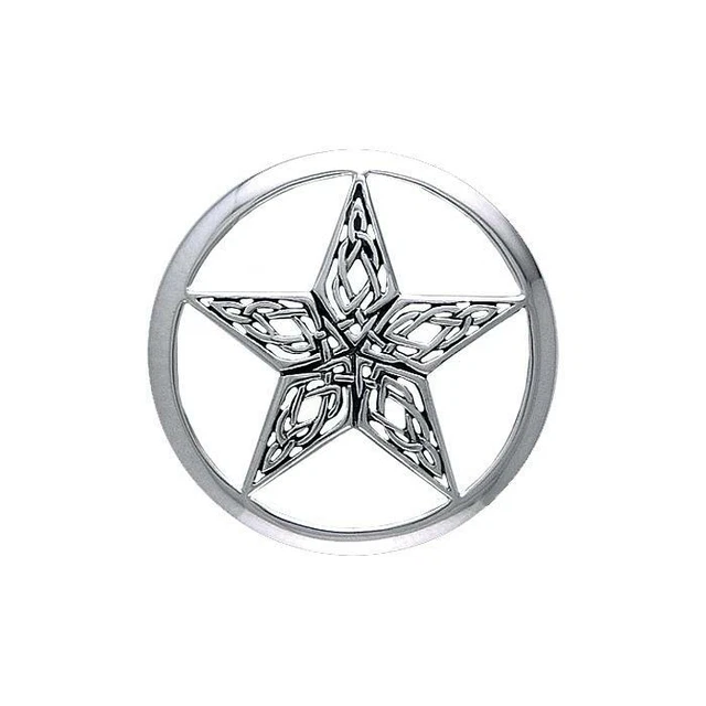 Celtic Knotwork Pentacle Star .925 Sterling Silver Pendant Peter Stone Jewelry