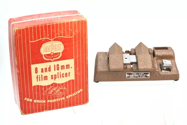 Empalmador de película vintage AMPRO modelo 600 para película de 8 y 16 mm con caja