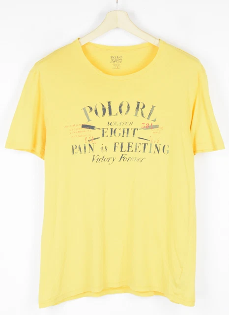Polo Ralph Lauren Custom Fit T-Shirt Uomo Grande Manica Corta Logo Giallo