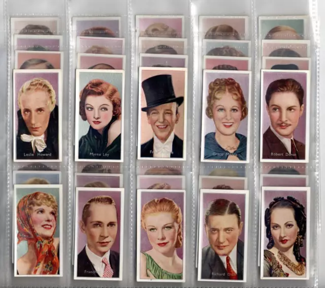 Film Stars Cigarette Cards Full Set of 50 Issued by Carreras in 1936