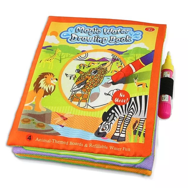 Malbuch Malen mit Wasser Stoffbuch Kinder Baby Aqua Doodle Malmatte Stift Tiere