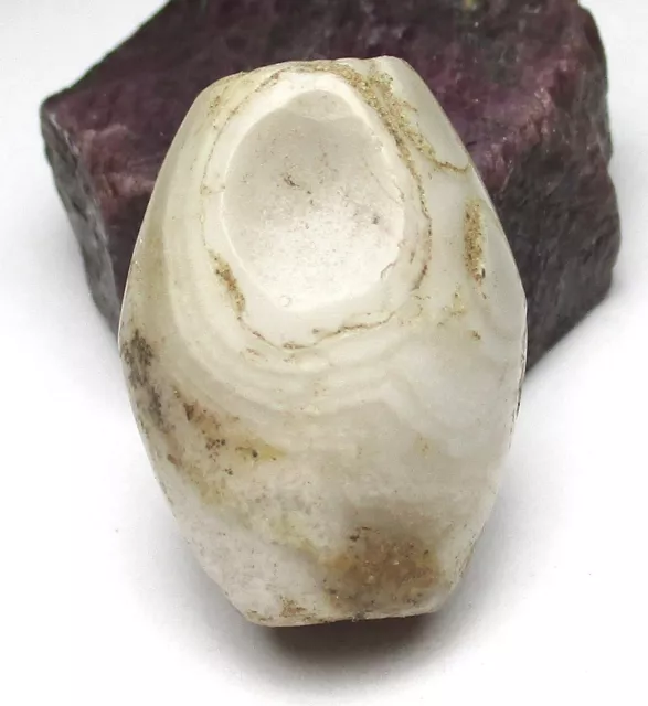 RARE AMAZING LARGE ANCIENT BANDED AGATE EYE OVAL BEAD 14mm x 18mm x 24mm