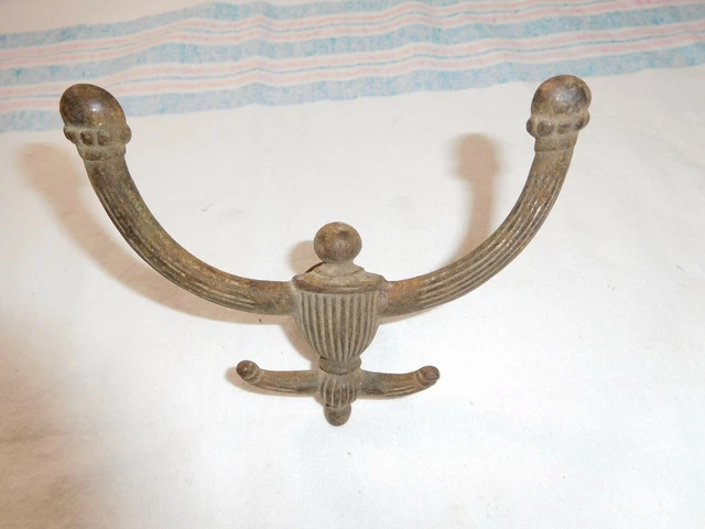 Antique ~ Salvage ~ Cast Iron Double Hat/Coat Hook ~ 2 part 5 1/2" wide    #2453