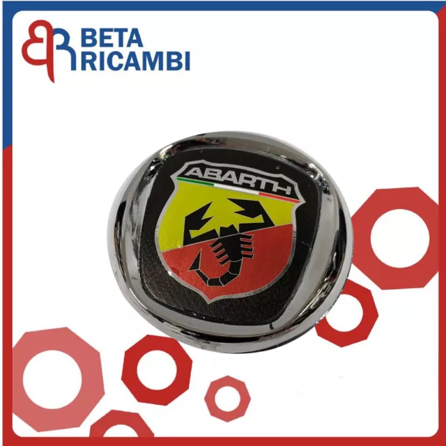 Fregio Stemma Logo Per  Fiat Anteriore 500 Grande Punto Scritta Abarth Ø95mm