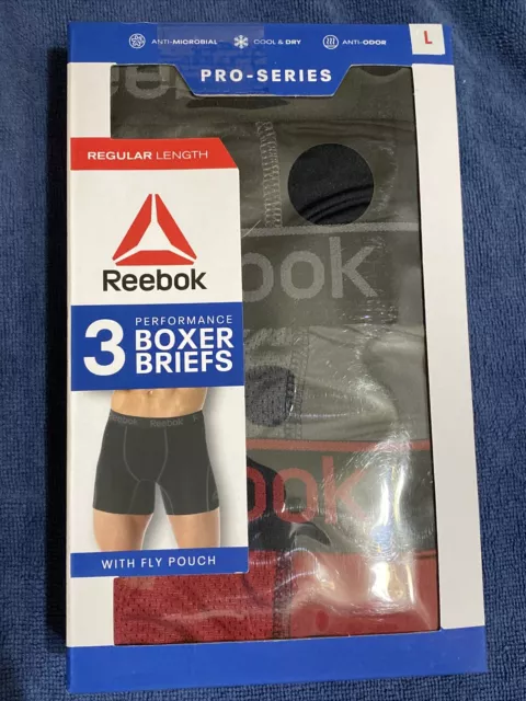Reebok Mens Size Large Pro-Series 3-Pack Performance Regular