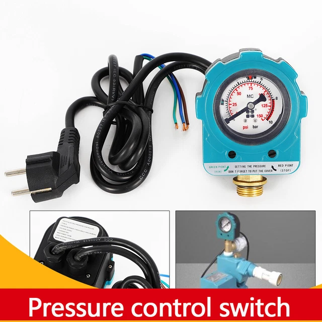PUMPS CONTROL PRESSURE Switch Adjustable Water Flow Monitor 0-10Bar ...