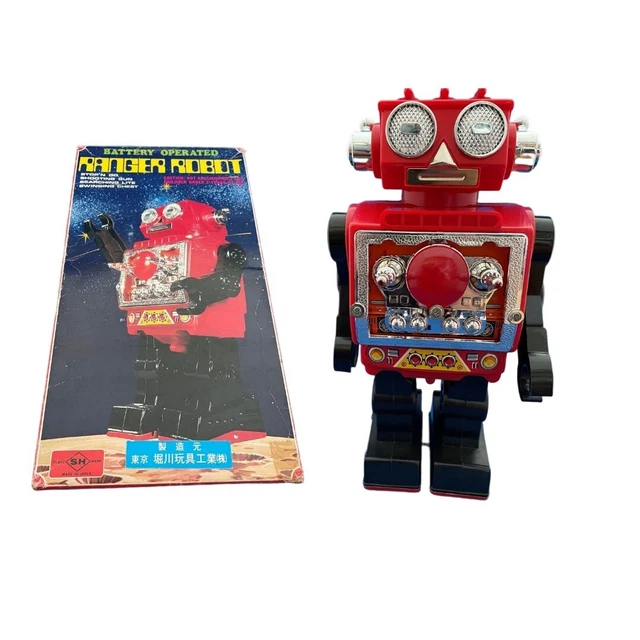 HORIKAWA TIN TOY Battery Powered Ranger Robot 1968 Tested Working Japan