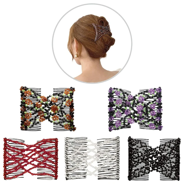 Peigne Magique Extensible Velours Avec Deux Clips - Accessoire Cheveux Femme - Cadeau USA