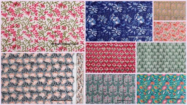 Main Bloc Imprimé Floral Indien 100% Coton Voile Tissu Couture Par Yard Crafts