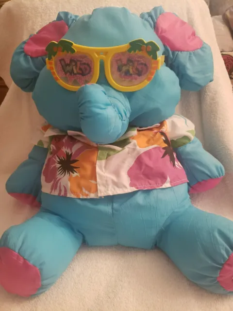 Vintage 1987 Fisher Price PUFFALUMP HAWAIIAN BLUE ELEPHANT with Glasses 