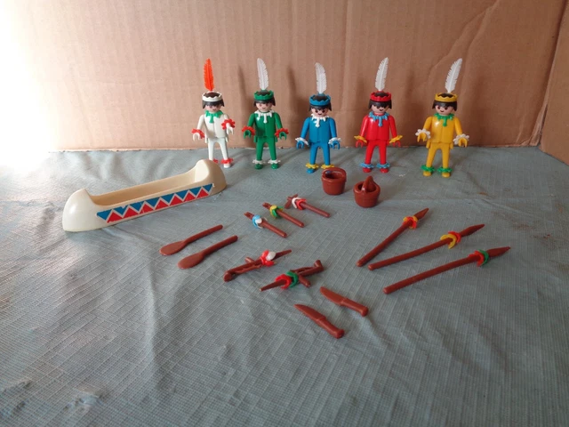Playmobil Vintage 3355 - Set Western Indiens Avec Femme, Marmite Blanche - 1976