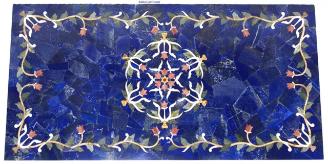 120x60 cm Lapis Lazuli Pietra Dura CouchtischTisch table wohnzimmertisch Messing