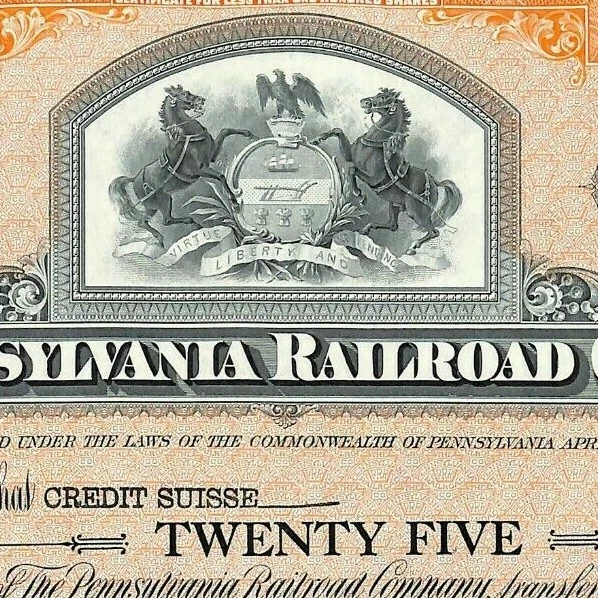 VINTAGE STOCK CERTIFICATE 1964 Pennsylvania Railroad Issued to Credit
