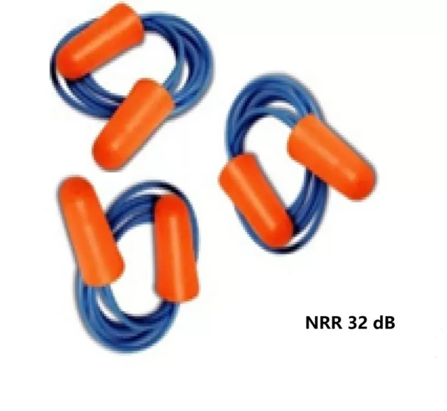 50 Pairs Disposable Soft Polyurethane(PU) Foam Ear Plugs NRR 32dB with Cord