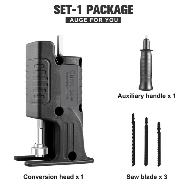Electric Drill to Electric Saws Reciprocating Saw Adapter for Wood Metal (Black)