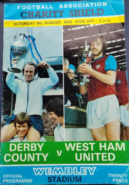 1975 FA Charity Shield programme Derby County vs West Ham United