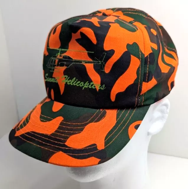 Vintage 80's DEADSTOCK Bright Orange Camouflage Hunting Hat / Snapback Mesh Cheese  Grater Hat Cap 