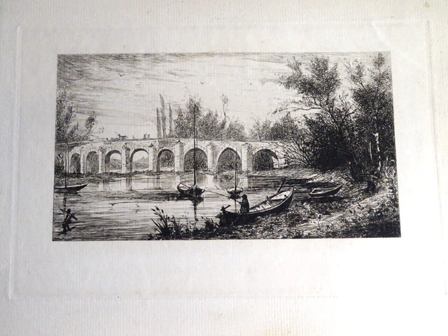 Très Grande Gravure Eau forte d'Après d'Adrien Moreau 19