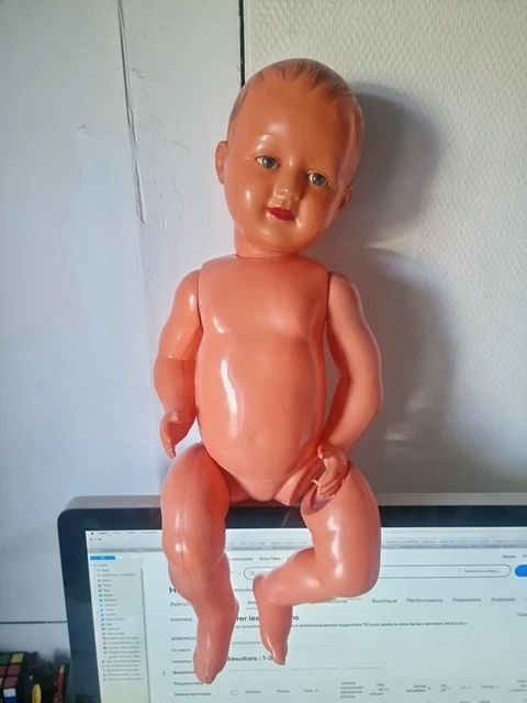 Ancien poupon baigneur SNF 52 taille 55 cm en celluloïd
