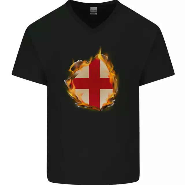 Il st Georges Croce Inglese Bandiera Inghilterra Uomo Scollo A V Cotone T-Shirt