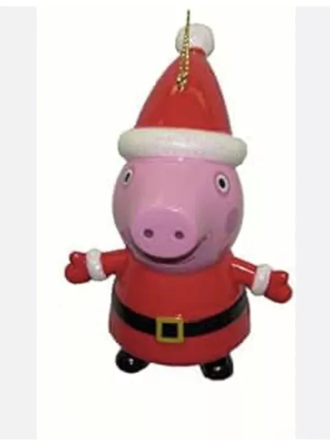 Kurt Adler Adorno de Peppa Pig con sombrero de papá noel de caja dañada de 3,5 pulgadas