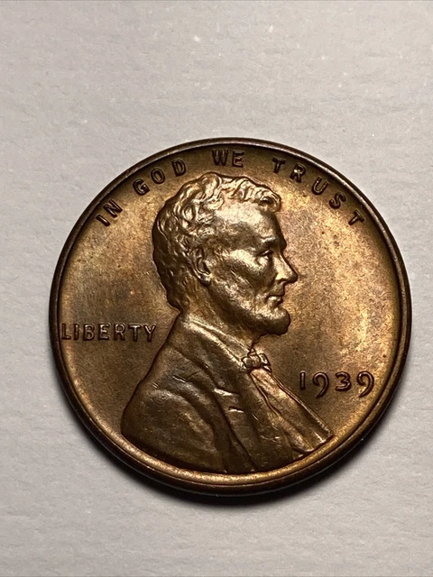 1939 Lincoln Wheat cent penny / Uncirculated / old antique US coin