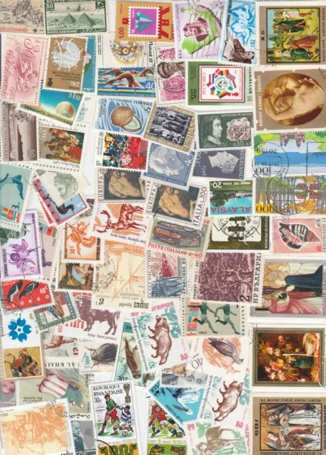 250pcsOF USEDWORLD DIFFERENT STAMPS off papper FREE SHIPPING