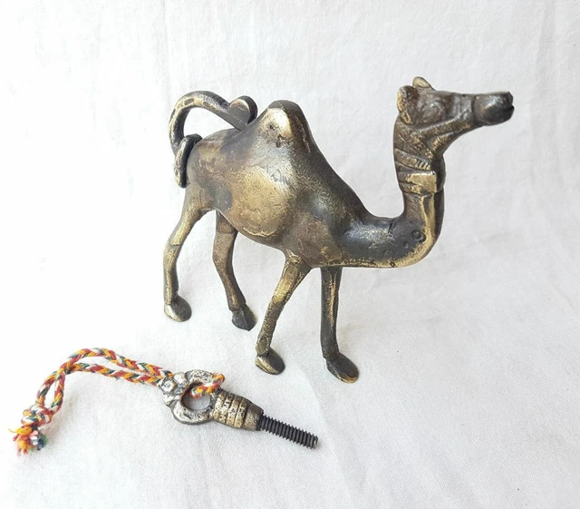 Old Antique Fine Brass Handcrafted CAMEL Shape Pad Lock With Key , Collectible