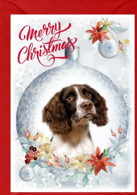 English Springer Spaniel Dog (4"x6") Christmas Card - Blank inside -by Starprint