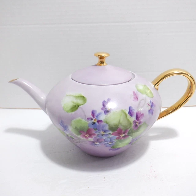 Vintage Bareuther Bavaria Hand Painted Floral Teapot