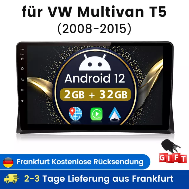 Android12 DAB+ Carplay Autoradio 2+32GB GPS NAVI BT Für VW Multivan T5 2008-2015