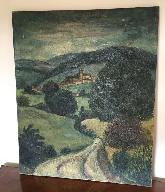 Tableau Hst Signe Martin 1946 Paysage A Montrottier 72,5 X 60 Huile Oil Painting