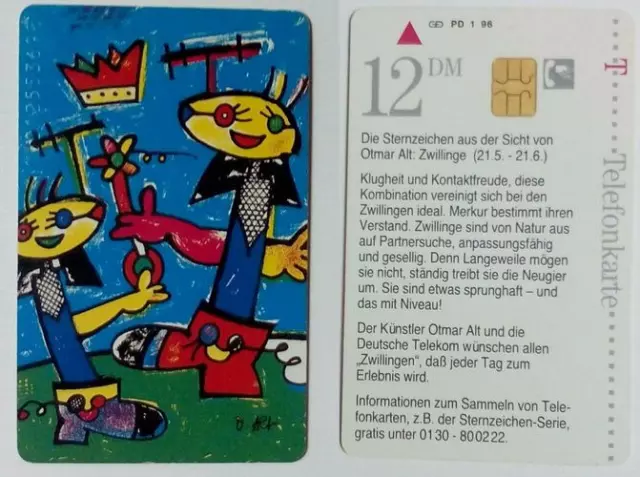 Telefonkarte (11) Telekom Sternzeichen Zwillinge 12 DM gebraucht 1990er-2000er