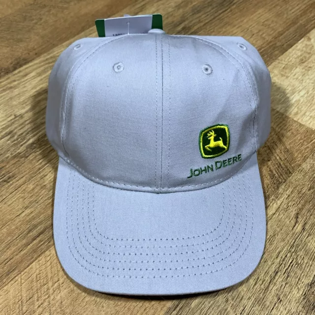 John Deere Men's Hat Baseball Cap Beige w/ Yellow Logo Adjustable Snapback New