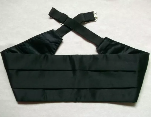 Cummerbund Broad Sash Adjustable PLEATED Black Classic Style Mens