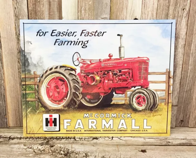 IH Mc Cormick International Harvester Farmall Tractor Farm Metal Tin Sign New