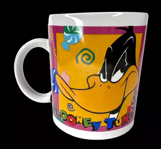 Vintage Daffy Duck Looney Tunes Coffee Mug Cup Warner Bros Christmas Candy 1996