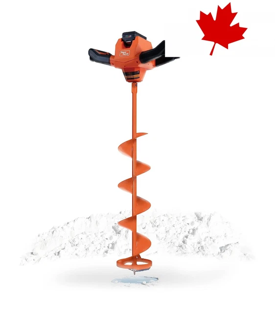 Eco-Friendly Cordless Auger Power Head with 8"x39" Steel Ice Auger, Lithium I...
