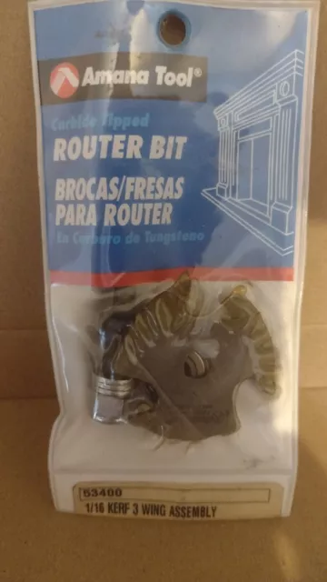 Amana 53400 Slotting Cutter Assembly 3 Wing x 1-7/8 D x 1/16 CH x 1/4" Shk