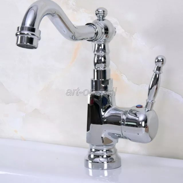 Grifo de recipiente fregadero de un solo orificio cromado grifo mezclador de lavabo 2