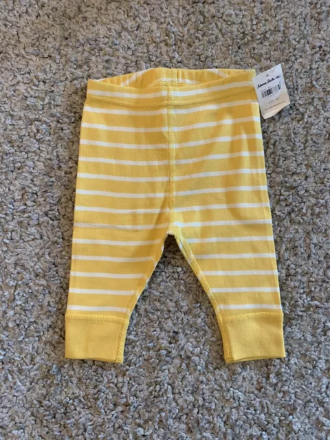 Hanna Andersson Yellow Striped Cotton Wiggle Pants Size 3-6 Months/60 NWT