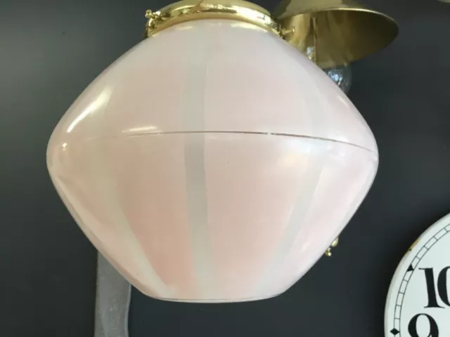 Vintage Retro Eames Era Pink Glass Light Shade Rod Pendant Hanging 1950’S No.2