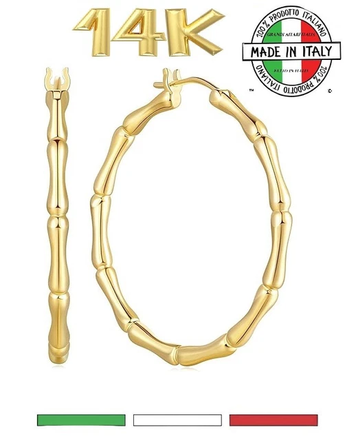 Bamboo Gold-Plated Hoop Earrngs | Bamboo earrngs, Large hoop earrngs, Hoop earrngs