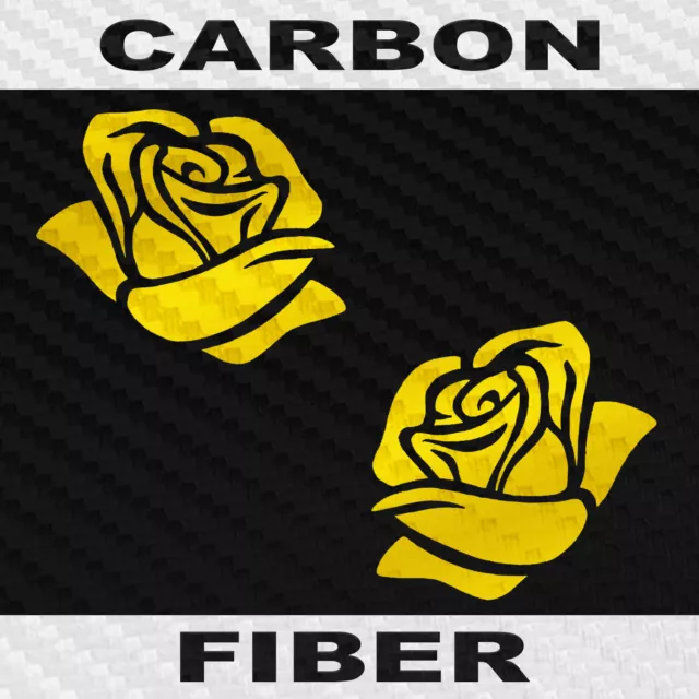 Carbon Fiber Rose Sticker 2 Pack Rose Flower Decals Choose Color Size