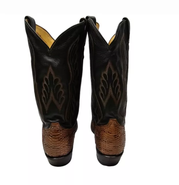 VINTAGE TONY LAMA Black Label Brown Snake Skin Cowboy Boots Mens 11.5 D ...