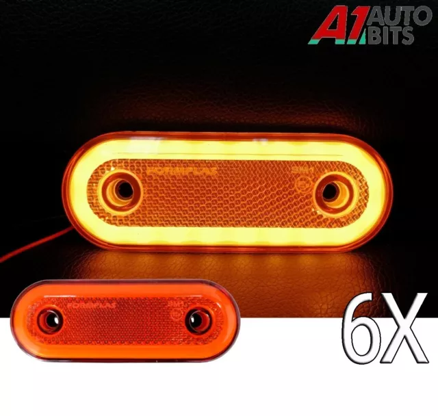 Orange Amber Side 20 LED Marker Lights Oval X6 12V 24V Neon Trailer Truck Lorry